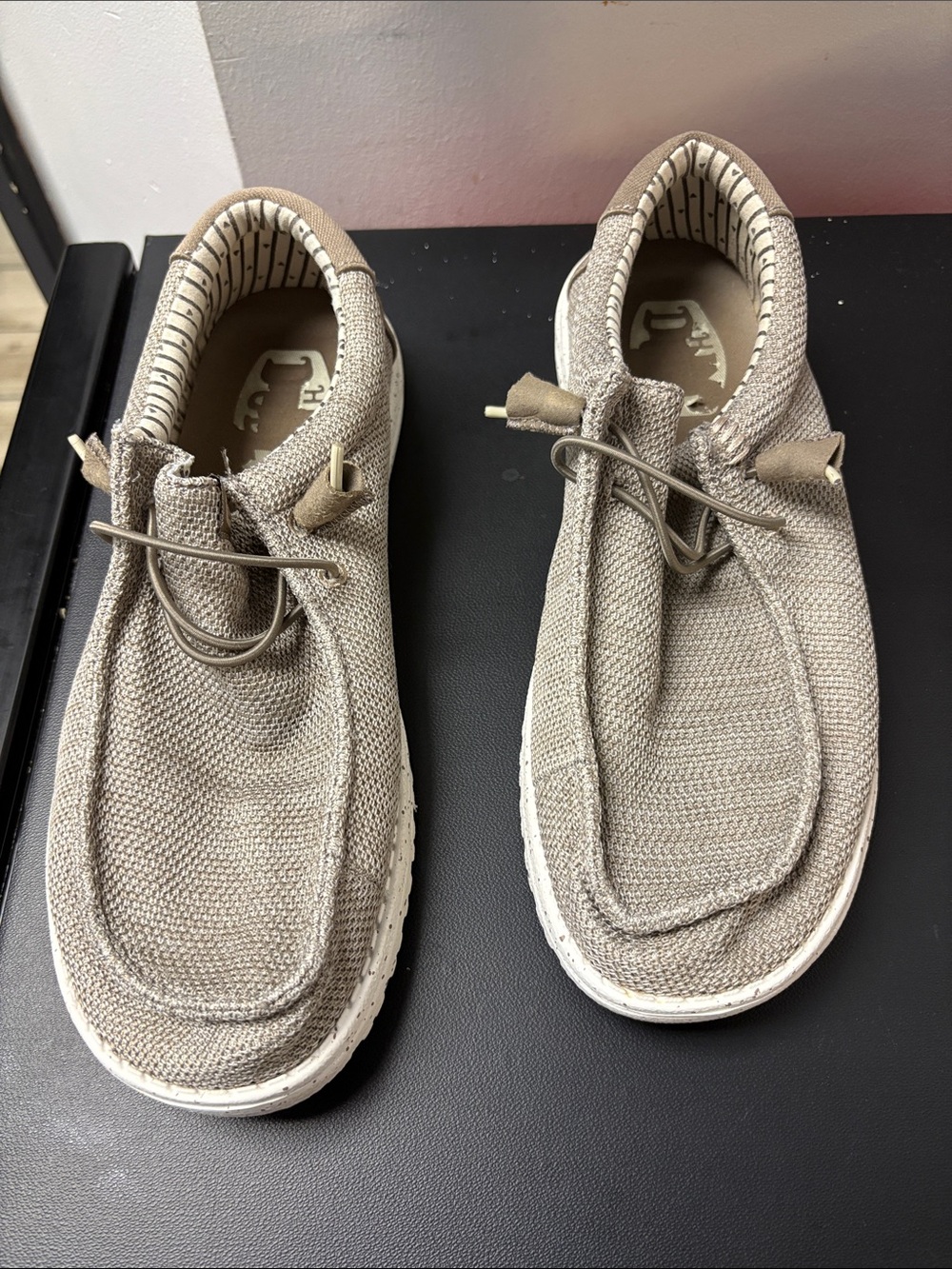 Hey Dude Men's Slip-On Canvas Loafers in Light Beige - Picture 3 of 4